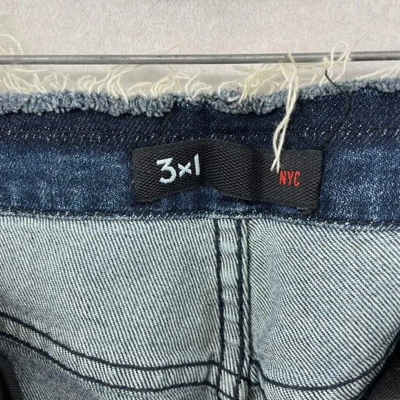 3x1 NYC Women’s Jeans 27 Blue Medium Wash Ankle Fringed Waist High Rise Skinny - Picture 9 of 11